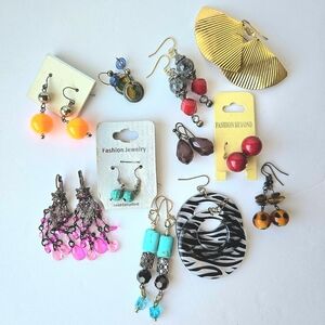 90s & Y2K -11 Pairs Fashion Earrings- Multicolor Styles, Includes NWT & Handmade